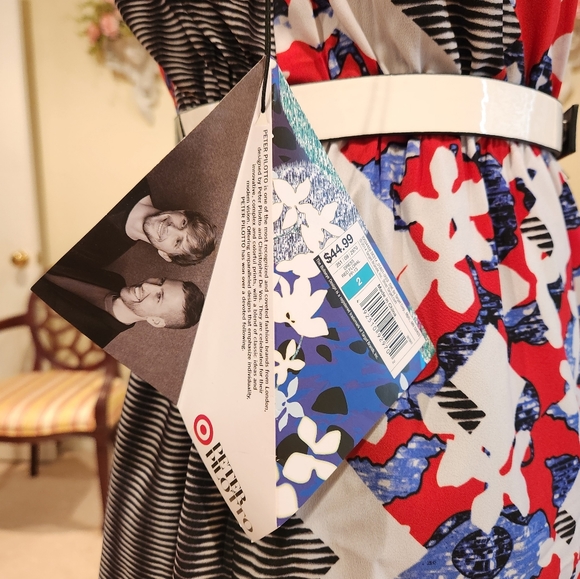 NWT PETER PILOTO Floral Belted Size 2 Dress Red, Black, Blue Spring Summer - Picture 15 of 15